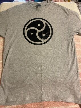 Men's Grey Graphic Tee with Black Symbol